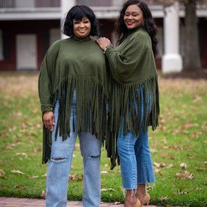 Fringe Poncho Style Top
